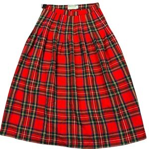 Vintage 70s/80s Bullocks Scotland pleated tartan plaid wool wrap skirt size S